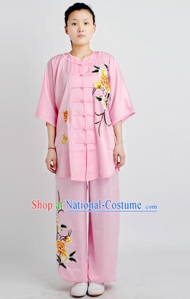 Chinese Classical Style Martial Arts Summer Wear Kung Fu Embroidered Uniforms