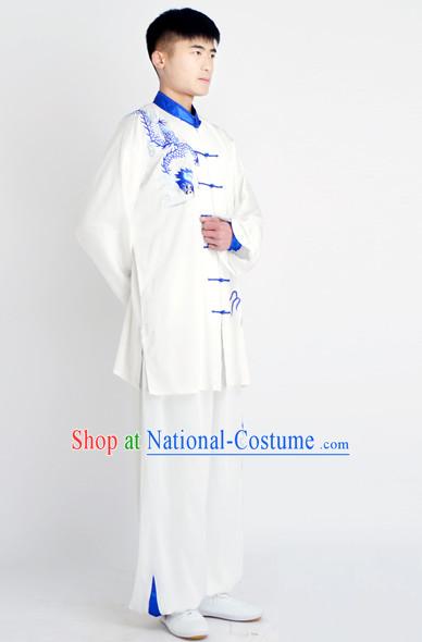 Chinese Traditional Style Martial Arts Summer Wear Kung Fu Embroidered Uniforms for Men Women Children