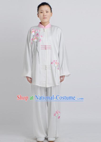 Chinese Traditional Style Martial Arts Summer Wear Kung Fu Embroidered Uniforms for Men Women Children