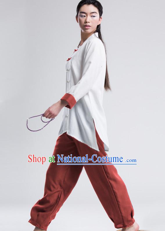 Top Tai Chi Uniforms Pants Tai Chi Suit Apparel Suits Attire Robe Kung Fu Costume Chinese Kungfu Jacket Wear Dress Uniform Clothing Taijiquan Shaolin Chi Gong Taichi Suits for Men Women Kids