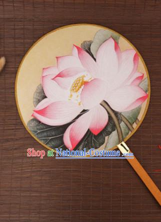 Chinese Traditional Classic Handmade Lotus Gong Shan Palace Fan Round Fan Mandarin Fan Dance Fan