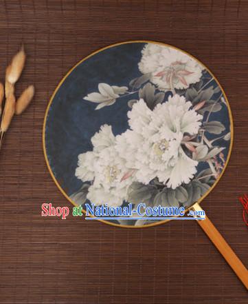 Ancient Chinese Classic Handmade Flower Palace Fan Round Fan Mandarin Fan Gong Shan Dance Fan