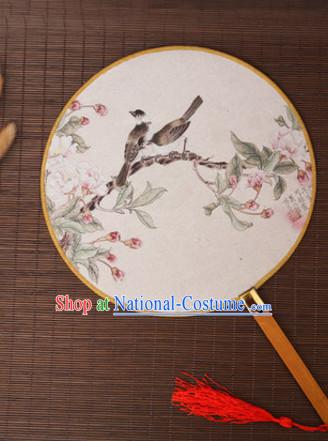 Ancient Chinese Classic Handmade Birds Palace Fan Round Fan Mandarin Fan Gong Shan Dance Fan