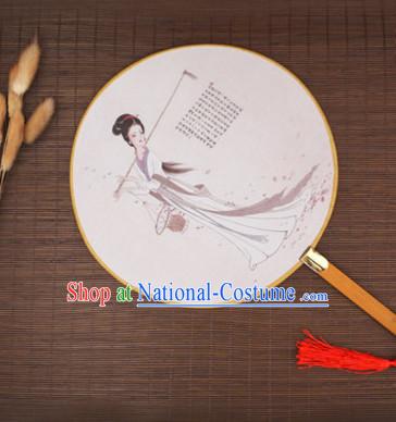 Chinese Traditional Classic Handmade Gong Shan Palace Fan Round Fan Mandarin Fan Dance Fan