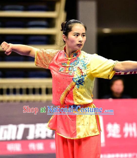 Top Kung Fu Competition Uniforms Pants Suit Taekwondo Apparel Karate Suits Attire Robe Championship Costume Chinese Kungfu Jacket Wear Dress Uniform Clothing Taijiquan Shaolin Chi Gong Taichi Suits for Men Women Kids