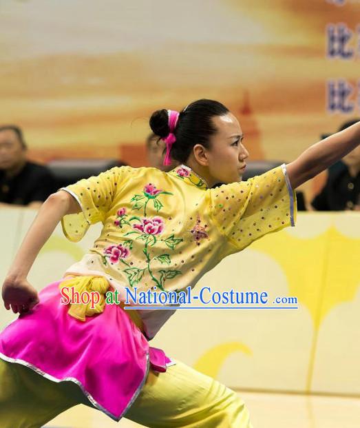 Top Kung Fu Competition Championship Uniforms Pants Suit Taekwondo Apparel Karate Suits Attire Robe Championship Costume Chinese Kungfu Jacket Wear Dress Uniform Clothing Taijiquan Shaolin Chi Gong Taichi Suits for Men Women Kids