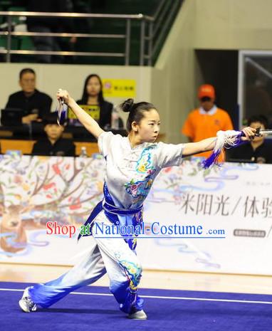 Top Qigong Kung Fu Competition Championship Uniforms Pants Suit Taekwondo Apparel Karate Suits Attire Robe Championship Costume Chinese Kungfu Jacket Wear Dress Uniform Clothing Taijiquan Shaolin Chi Gong Taichi Suits for Men Women Kids