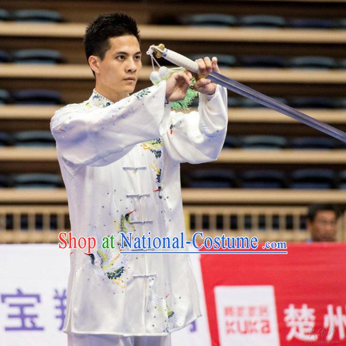 Top Kung Fu Competition Championship Uniforms Pants Suit Taekwondo Apparel Karate Suits Attire Robe Championship Costumes for Men Women Children