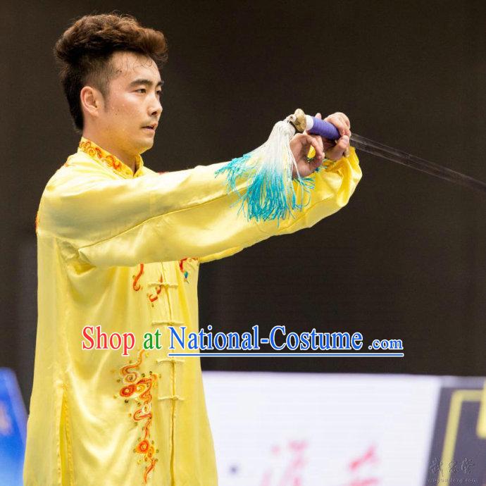 Top Kung Fu Competition Championship Uniforms Pants Suit Taekwondo Apparel Karate Suits Attire Robe Championship Costumes for Men Women Children