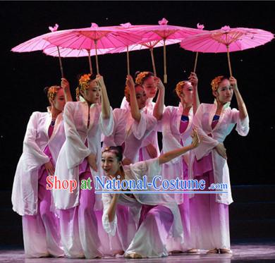 Chinese Classical Dancewear Costumes Dancer Costumes Girls Dance Costumes Chinese Dance Clothes Traditional Chinese Clothes and Umbrella Complete Set