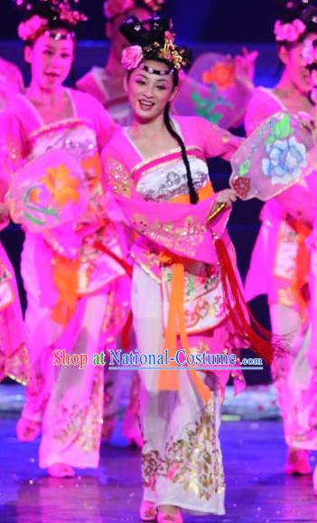 Chinese Classical Dancing Outfits Dancewear Costumes Dancer Costumes Girls Dance Costumes Chinese Dance Clothes Traditional Chinese Clothes and Headwear Complete Set