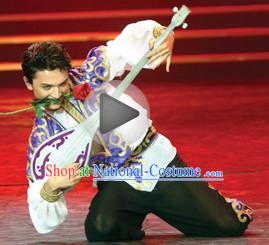 Chinese Xinjiang Dancing Outfits Dancewear Costumes Dancer Costumes Dance Costumes Chinese Dance Clothes Traditional Chinese Clothes Complete Set for Men