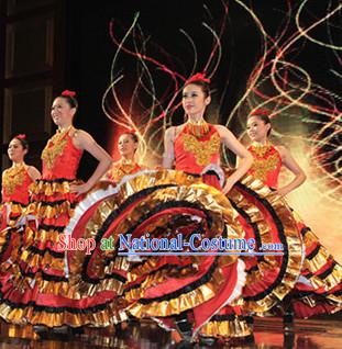 Chinese Stage Ethnic Minority Dancing Dancewear Costumes Dancer Costumes Dance Costumes Chinese Dance Clothes Traditional Chinese Clothes Complete Set for Women Kids