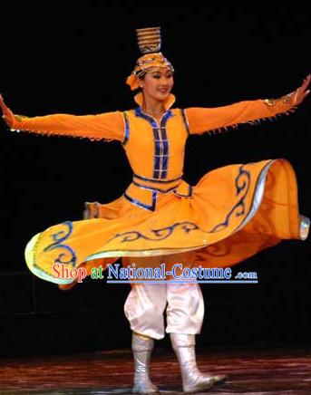 Chinese Stage Mongolian Dancing Dancewear Costumes Dancer Costumes Dance Costumes Chinese Dance Clothes Traditional Chinese Clothes Complete Set for Women Kids