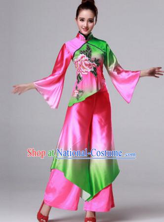 Chinese Stage Folk Fan Dancing Dancewear Costumes Dancer Costumes Dance Costumes Chinese Dance Clothes Traditional Chinese Clothes Complete Set for Women Children