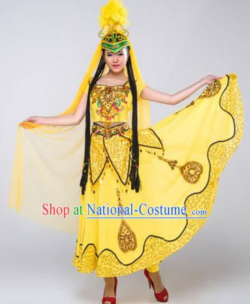 Chinese Stage Xinjiang Dancing Dancewear Costumes Dancer Costumes Dance Costumes Chinese Dance Clothes Traditional Chinese Clothes Complete Set for Women Children