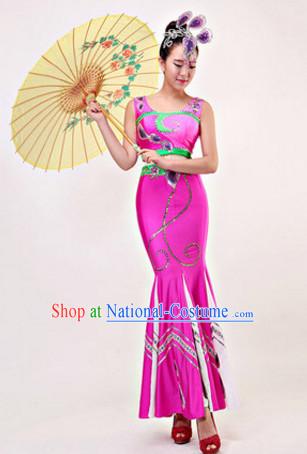 Chinese Stage Dai Minority Ethnic Dancewear Costumes Dancer Costumes Dance Costumes Chinese Dance Clothes Traditional Chinese Clothes Complete Set for Women Children