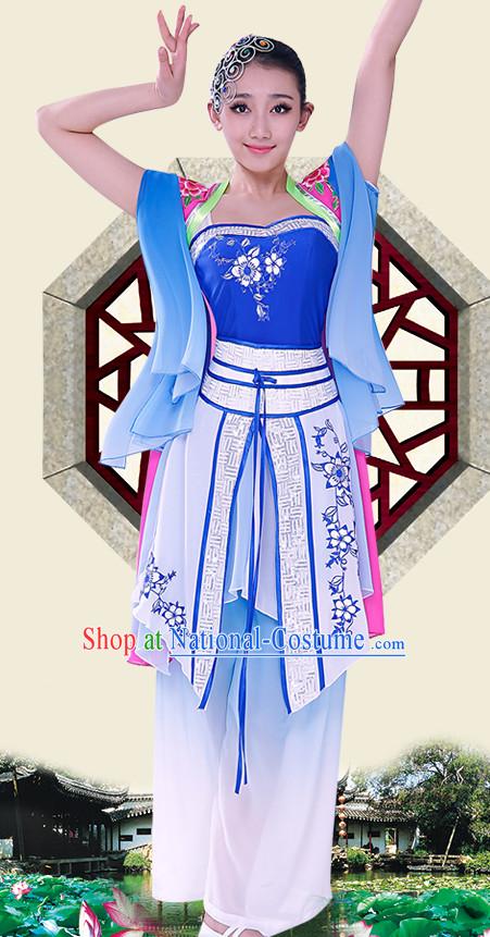 Chinese Traditional Stage Dancewear Costumes Dancer Costumes Dance Costumes Clothes and Headdress Complete Set for Women Children