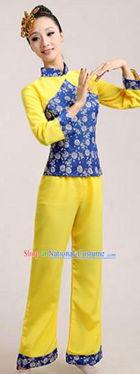 Chinese Traditional Stage Farmer Dance Dancewear Costumes Dancer Costumes Dance Costumes Clothes and Headdress Complete Set for Children