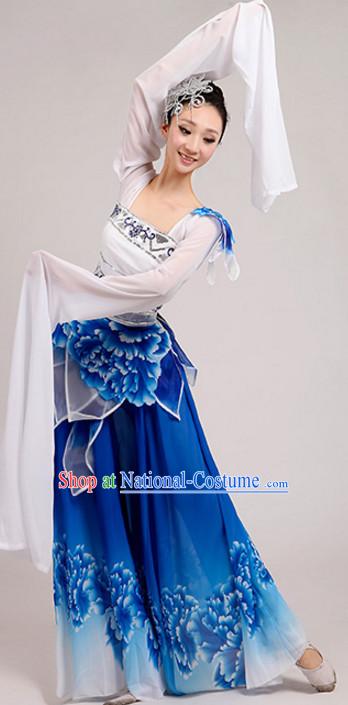 Chinese Traditional Stage Long Sleeves Dance Dancewear Costumes Dancer Costumes Dance Costumes Clothes and Headdress Complete Set for Children