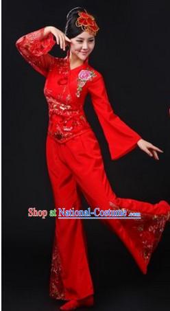 Chinese Traditional Stage Mandarin Dance Dancewear Costumes Dancer Costumes Dance Costumes Clothes and Headdress Complete Set for Women