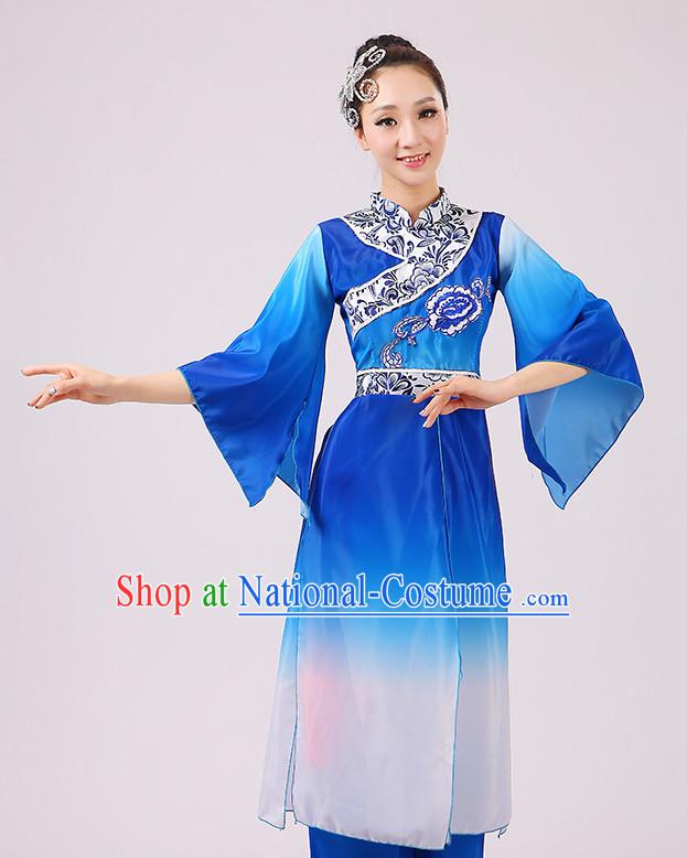 Chinese Traditional Stage Minority Ethnic Dance Dancewear Costumes Dancer Costumes Dance Costumes Clothes and Headdress Complete Set for Girls Ladies