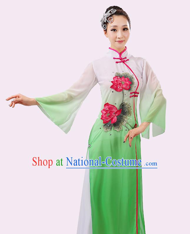 Chinese Traditional Stage Dance Dancewear Costumes Dancer Costumes Dance Costumes Clothes and Headdress Complete Set for Girls Ladies