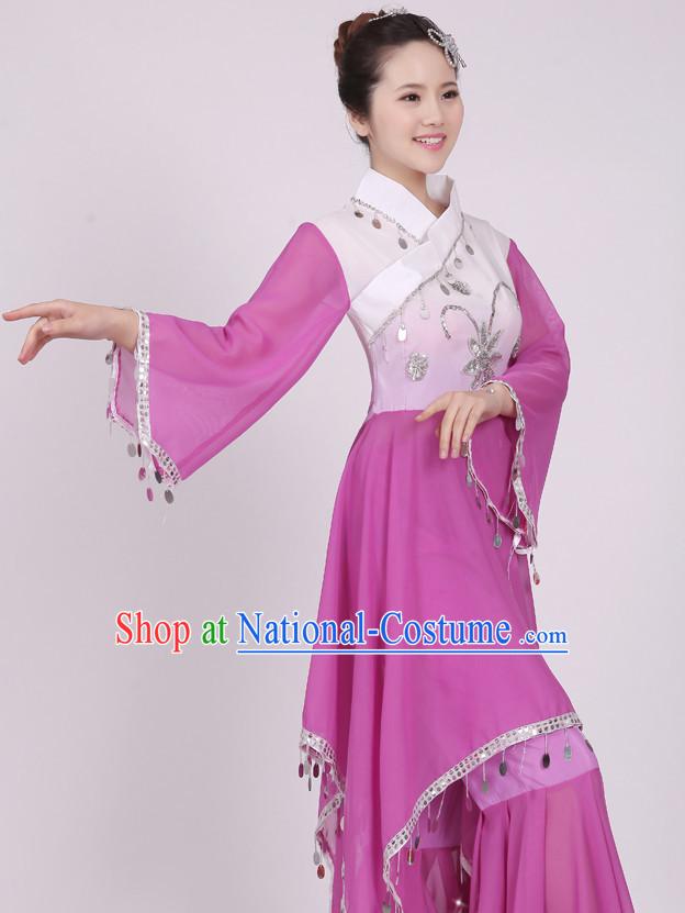 Chinese Traditional Stage Dance Dancewear Costumes Dancer Costumes Dance Costumes Clothes and Headdress Complete Set for Girls Ladies