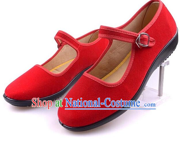 Top Red Chinese Traditional Tai Chi Shoes Kung Fu Shoes Martial Arts Shoes for Women