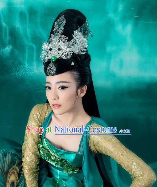 Chinese Classical Princess Silver Headwear Headwear and Long Wigs