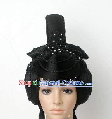 Chinese Ancient Classical Dancer Hair Jewelry Headwear Headdress and Long Wigs