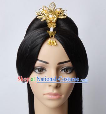 Chinese Classical Princess Queen Empress Hair Jewelry Headwear Headdress and Long Wigs