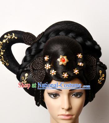 Chinese Ancient Classical Princess Queen Empress Hair Jewelry Headwear Headdress and Long Wigs