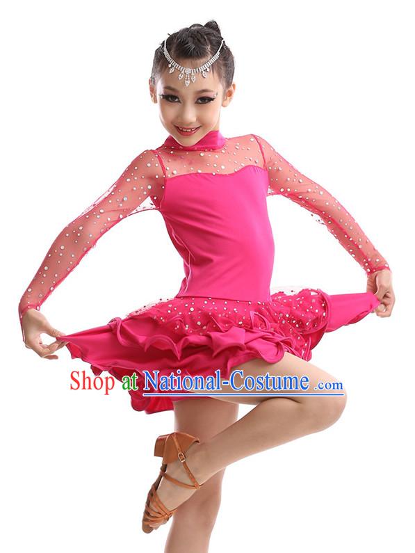 Chinese Modern Dance Costumes Complete Set for Kids Girls