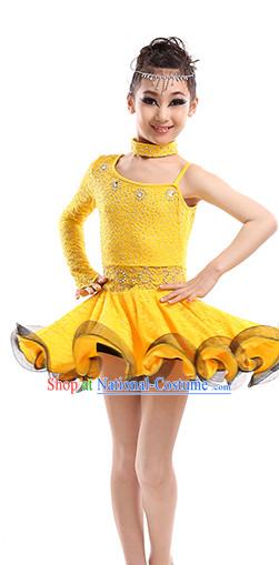 School Modern Latin Dance Costumes Complete Set for Kids Girls