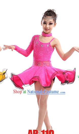 School Modern Latin Dance Costumes Complete Set for Kids Girls