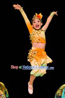 Chinese Folk Dance Costumes Complete Set for Kids Girls