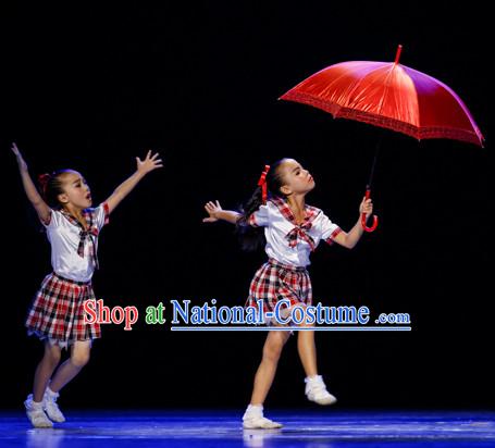 Chinese Primary School Students Dance Costumes Complete Set for Kids Girls