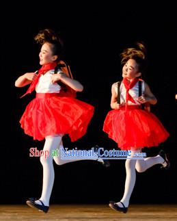 Chinese Primary School Students Dance Costumes Complete Set for Kids Girls