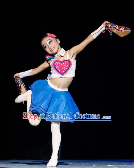 Chinese Primary School Students Dance Costumes Complete Set for Kids Girls