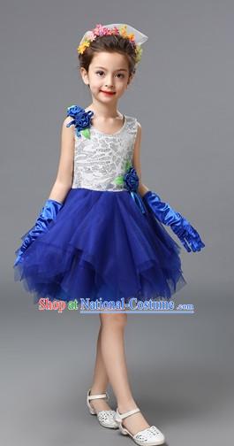 Chinese Primary School Students Dance Outfits Costumes Complete Set for Kids Girls