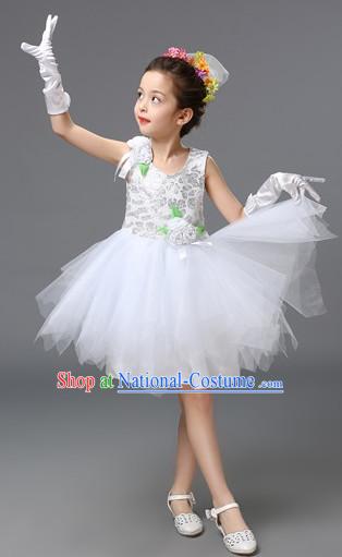 Chinese Primary School Students Dance Outfits Costumes Complete Set for Kids Girls