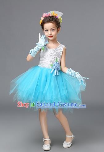 Chinese Primary School Students Dance Outfits Costumes Complete Set for Kids Girls