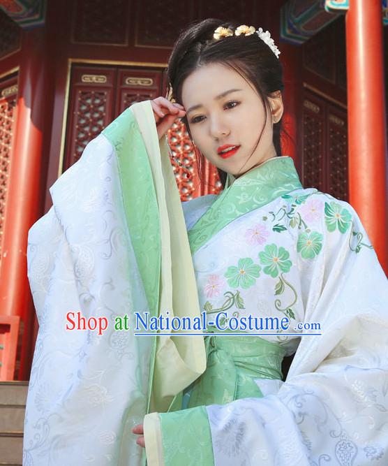 Top Chinese Han Dynasty Beauty Princess Hanfu Clothing Chinese Hanfu Costume Hanfu Dress Ancient Chinese Costumes and Hair Jewelry Complete Set for Women Girls Children