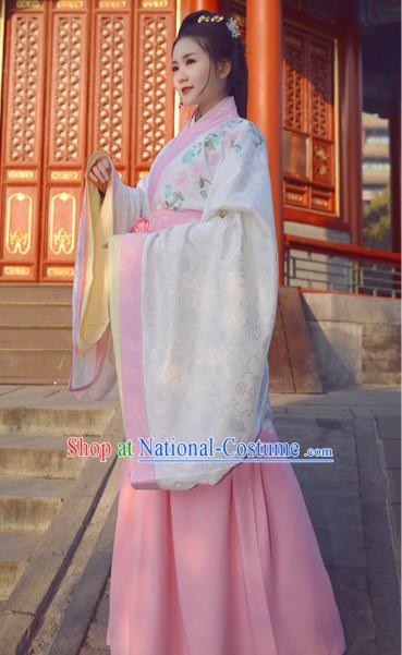 Top Chinese Han Dynasty Beauty Princess Hanfu Clothing Chinese Hanfu Costume Hanfu Dress Ancient Chinese Costumes and Hair Jewelry Complete Set for Women Girls Children