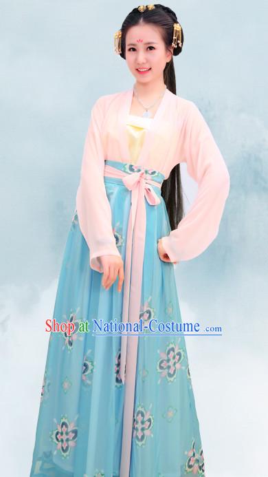 Top Chinese Han Dynasty Beauty Princess Hanfu Clothing Chinese Hanfu Costume Hanfu Dress Ancient Chinese Costumes and Hair Jewelry Complete Set for Women Girls Children