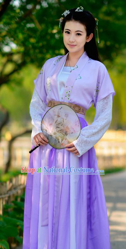 Top Chinese Han Dynasty Beauty Princess Hanfu Clothing Chinese Hanfu Costume Hanfu Dress Ancient Chinese Costumes and Hair Jewelry Complete Set for Women Girls Children