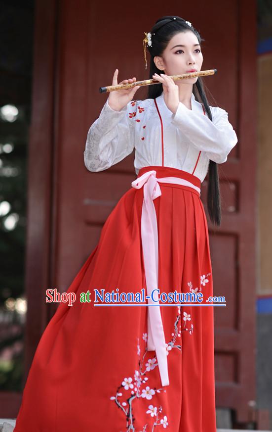 Top Chinese Han Dynasty Beauty Princess Hanfu Clothing Chinese Hanfu Costume Hanfu Dress Ancient Chinese Costumes and Hair Jewelry Complete Set for Women Girls Children