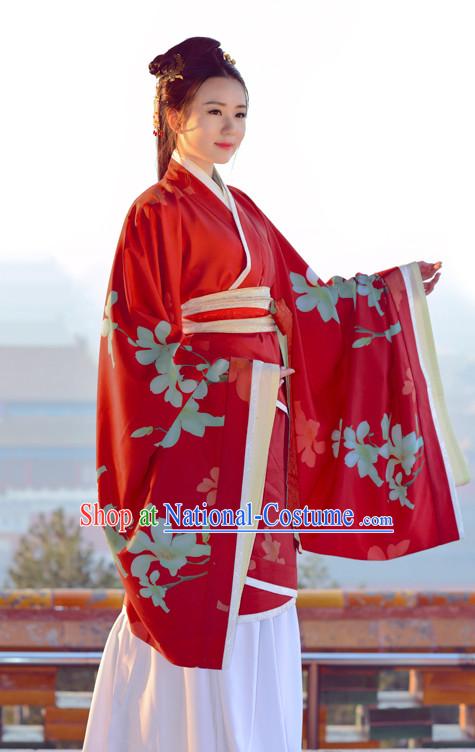 Top Chinese Han Dynasty Beauty Princess Hanfu Clothing Chinese Hanfu Costume Hanfu Dress Ancient Chinese Costumes and Hair Jewelry Complete Set for Women Girls Children