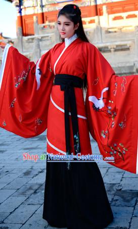 Top Chinese Han Dynasty Beauty Princess Hanfu Clothing Chinese Hanfu Costume Hanfu Dress Ancient Chinese Costumes and Hair Jewelry Complete Set for Women Girls Children